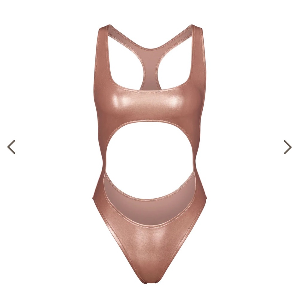 Skims Swim- Metallic cut-out monokini
